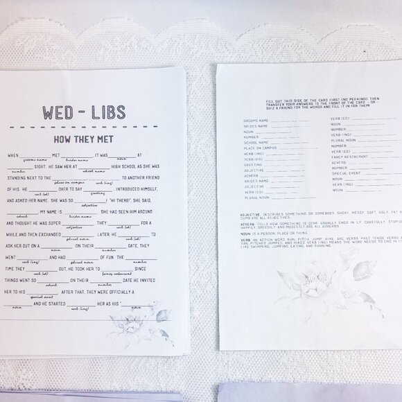 Wedding Guest Table Top MadLibs WEDLIBS Series Fill In The Blank Game Reception - Picture 5 of 7